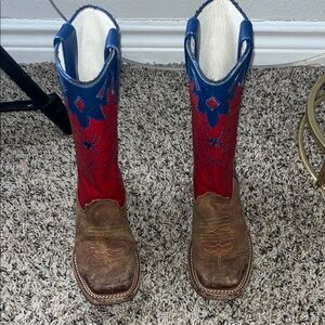 Olathe Boot Co. Kids Cowboy Boots - Red, Blue, and Brown